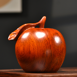 花梨木雕苹果摆件实木雕刻平安果家居客厅电视柜装饰乔迁工艺礼品