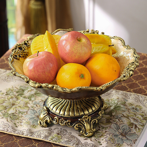 欧式复古高脚水果盘豪华家用客厅茶几套装创意高档美式中式装饰品