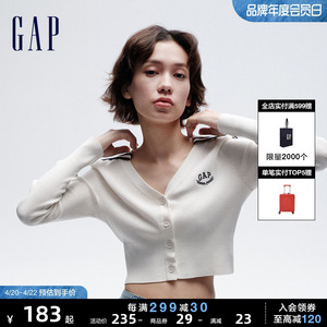 Gap女装2024春季新款刺绣logo海军领撞色针织开衫修身上衣890003