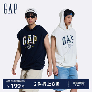 Gap男女装2024夏季新款logo无袖连帽卫衣宽松运动针织背心885520