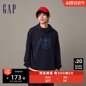 Gap男装春秋LOGO宽松廓形舒适套头运动卫衣高级休闲连帽衫841225