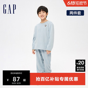 Gap男女童冬季LOGO摇粒绒睡衣睡裤两件套儿童装休闲家居服889903