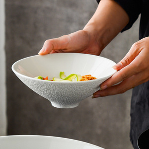 厂家日式斗笠碗创意面碗餐厅大号汤碗商用陶瓷餐具甜品碗外贸