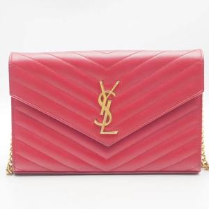 【大牌包包】98新 圣罗兰YSL 红色V纹信封包中号