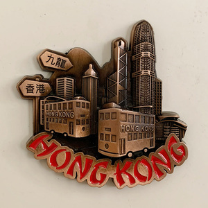 金属香港巴士立体冰箱贴磁力贴中国城市旅游纪念品装饰磁贴礼物