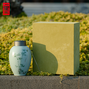 高档陶瓷茶叶包装礼盒绿茶碧螺春龙井毛尖茶叶罐通用竹叶青半斤装