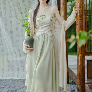 新中式国风清冷禅意女装套装裙江南风裙子高级感夏装汉元素三件套
