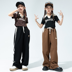 儿童街舞演出服夏季女孩韩版个性嘻哈套装女童爵士舞表演服装潮服