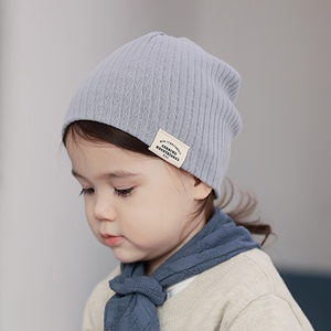 韩国男宝宝帽子纯棉薄款春秋款套头帽针织帽男童女童1-3岁儿童帽