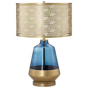 美式创意金色镂空灯罩琉璃艺术台灯后现代设计师客厅卧室装饰台灯