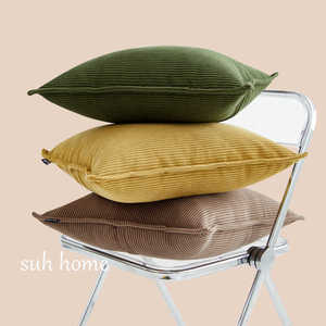 纯色沙发靠枕床头抱枕靠垫客厅轻奢高级感软包灯芯绒抱枕套不含芯