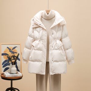 莫雅冬季新款2023韩版时尚洋气女装羽绒服中长款加厚收腰显瘦外套
