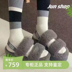 UGG 女士时装凉鞋 专柜正品 糖果色松糕厚底舒适毛毛拖鞋 1120876