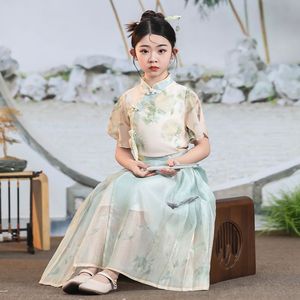 2024儿童春款女童装夏季复古中国风明制汉元素古装舞蹈马面汉服套