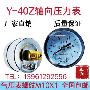 上海天川仪表厂Y-40Z轴向压力表0-1.6MPA Y40Z气压表螺纹M10X1