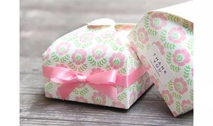 高档精致粉色花创意喜糖纸质包装盒现货韩式对扣礼品盒子