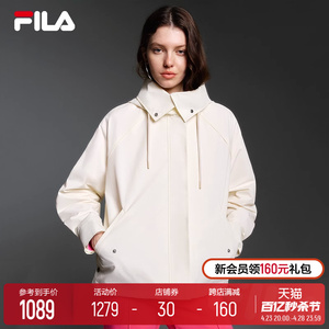 FILA Emerald斐乐女士梭织外套2024春季新款休闲时尚宽松连帽风衣