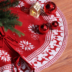 圣诞节树裙针织红色雪花鹿树裙树底围裙圣诞地毯垫圣诞树底装饰品