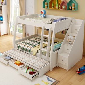 全实木定制衣柜床一体书柜床男女孩多功能床儿童房家具组合公主床