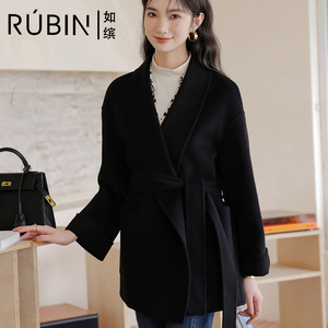 如缤 RUBIN2023冬季新款羊毛外套大衣收腰毛呢双面呢6T52N64644