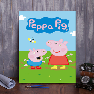 diy数字油画 卡通动漫动物儿童手绘自己填色客厅装饰画 小猪佩奇