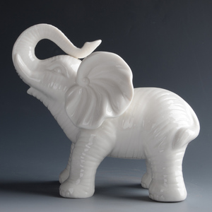 陶瓷白象大象摆件一对招财镇宅白瓷器小象家居装饰品玄关办公室桌