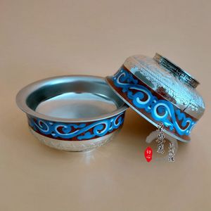 敬酒碗 蒙古族少数民族工艺品不锈钢银碗敬酒碗餐具舞蹈表演用品