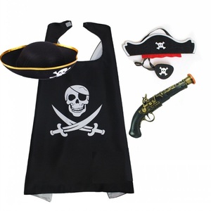 包邮儿童披风面具独眼罩刀枪加勒比海盗船长衣服万圣节演出表演服