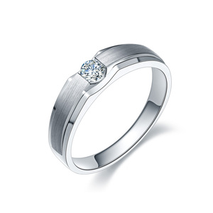 现货白18K金铂金男钻戒钻石男戒指环结婚订求婚情侣对戒正品