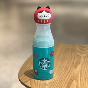 星巴克杯子2024新品限定塑料可爱达摩招财猫塑料户外便携随行水杯