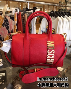 MOSCHINO/莫斯奇诺 经典字母标牛皮手提斜挎水桶包女包意大利正品