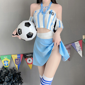 阿根廷足球宝贝制服性感世界杯球衣啦啦队演出服cosplay女款套装