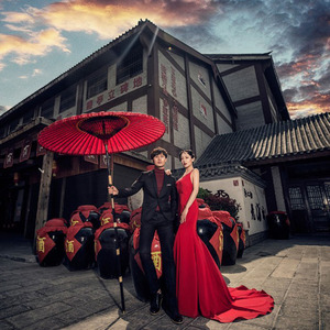 大红色油纸伞 国潮摄影道具 样片拍摄 多骨古装伞 中国风复古伞