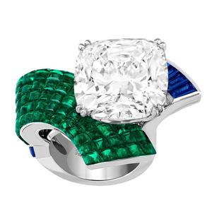 金绿猫眼石镶嵌钻石戒指天然祖母绿手链女vvg色圣玛丽亚海蓝宝石