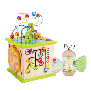 Hape开心农场游戏盒+蝴蝶雨声安抚沙漏摇铃儿童早教益智玩具6个月