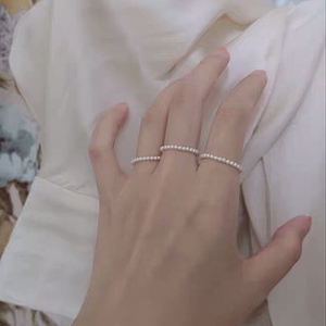 特。agete风美国进口14k注金施家水晶小珍珠14k包金戒指叠戴时尚