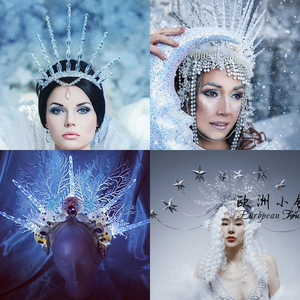 女王公主冰雪皇冠冰柱冰条发光头饰影楼拍摄写真圣诞节 年会夸张