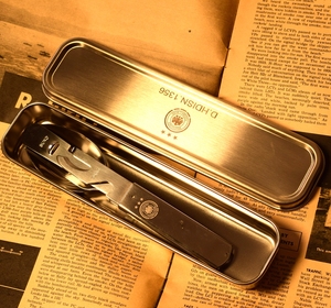 德国鹰标加厚304不锈钢餐具盒便携收纳刀叉筷子复古旅行方便袋军