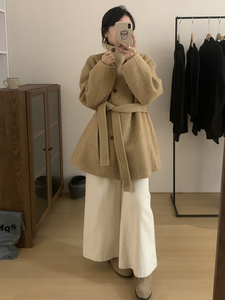反季清仓新款韩版高端立领双面羊绒大衣女短款小个子羊毛呢外套