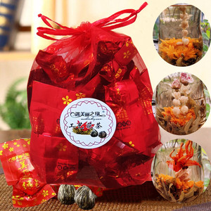 16种工艺花茶球会开花的茶双龙戏珠玫瑰花茉莉花造型茶叶袋装盒装