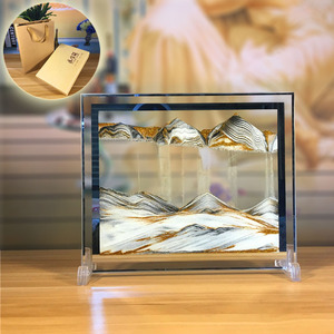 3d艺术玻璃流沙画创意沙漏摆件解压生日礼品办公室工艺品刻字定制