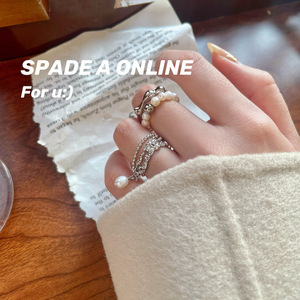 韩版S925银多层珍珠戒指女复古时尚流苏吊坠开口指环优雅食指戒潮