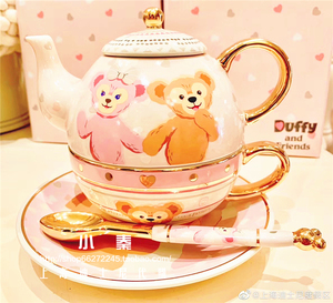 达菲熊雪莉玫 暖暖家居系列茶壶陶瓷碟子杯子茶杯套装 上海迪士尼