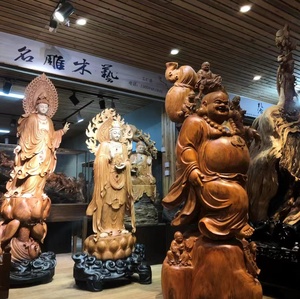 大型木雕弥勒佛像实木树根供奉客厅摆件刻关公招财观音红办公神像