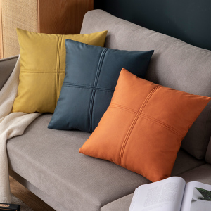 科技布抱枕沙发客厅高级感靠垫靠枕抱枕套不含芯靠背垫真皮橙色