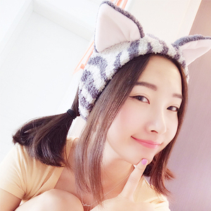 包邮日本版立体猫咪耳朵可爱束发带洗脸化妆发箍包头巾炎亚纶同款