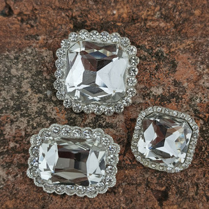 新品高档正方形金属镶钻水晶纽扣西装大衣外套扣子长方形玻璃钻扣