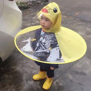 抖音儿童个性雨衣创意雨伞黄鸭子斗笠伞飞碟伞帽子斗篷式折叠钓鱼