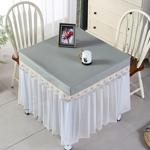 客厅茶几麻将桌布餐烤火皮罩防水防油垂纱布加绒桌垫家用台布方形