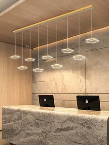 LED现代简约前台吊灯长条荷叶餐厅灯办公室吧台创意个性艺术吊灯